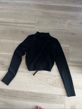 Madewell Black Cropped Turtleneck Pullover